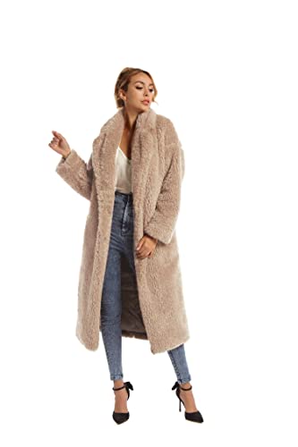 Women Faux Fur Winter Coats Comfort Warm Outerwear Open Front Long Cardigan Overcoat Jacket2