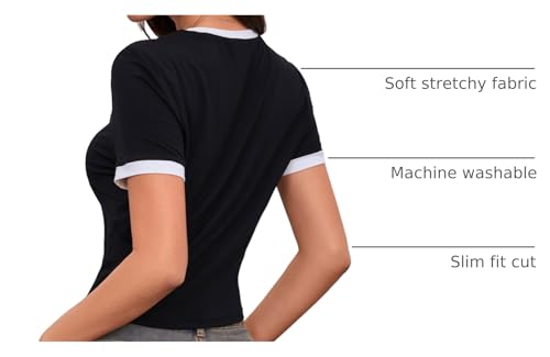 Verdusa Women's Goth Crop Tee Top Printed Punk Gothic Short Sleeve T Shirt Black and White Medium