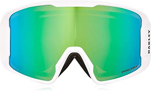 Image of Oakley Men's Line Miner Snow Goggles, Matte White, Prizm Jade Iridium, Large