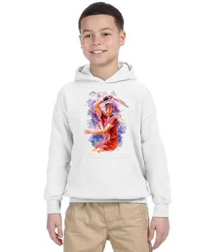 MAGLIERIA CONFORTI Felpa con Cappuccio di Sinner - Tennis Invernale Bambino Bambina Ragazzo Unisex (IT, età, 11 Anni, 12 Anni, Regular, Bianco)