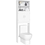 Yaheetech Over The Toilet Storage, Taller Bathroom Organizer Space-Saving Storage Cabinet with Adjustable Shelves and Double Doors, 77 in H, White