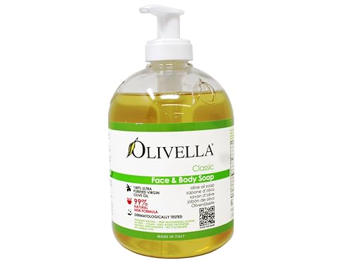 Olivella Classic Face and Body Soap with Ultra Purified Virgin Olive Oil 16.9 Fl Oz