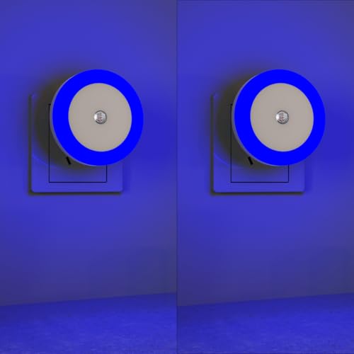 Image of fizzytech Smart Motion Sensor LED Light Bulb with Automatic On /Off and Dimmable Blue Glow, Energy Efficient 7W LED Bulb for Home, Stairs, Kitchen, Bathroom, Wardrobe Lighting (Round Blue Pack-2)
