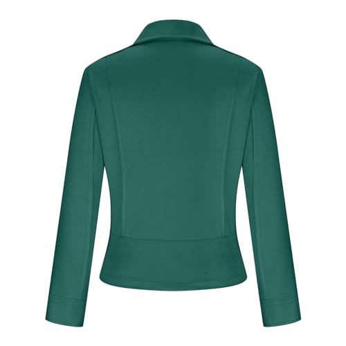 Women's Casual Jackets Notched Lapel Asymmetrical Zip Up Moto Jackets Fashion Long Sleeve Lightweight Coat with Pockets3