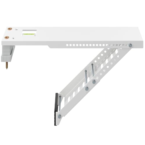 LuckIn Air Conditioner Support Bracket, Heavy Duty Window AC Bracket Universal Fit for 12,000-24,000 BTU AC Units, Holds Up to 165lbs, Adjustable Extender Leg & Built-in Bubble Spirit Level