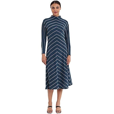 Donna Morgan Women's Funnel Neck Midi Dress, Blu/Ivry, 10 Cover