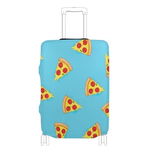 Joisal Cartoon Luggage Covers for Suitcase Protector Protective Cartoon Pizza Slice Blue Vacation Essentials Suitcase Sleeve, L, Fits 26-28 Inch Case