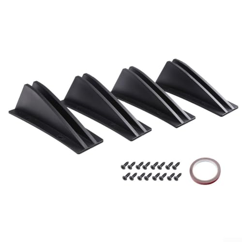 Hasaller Alerón para parachoques trasero de coche, 4 piezas, difusor de parachoques trasero de coche, alerón curvado de ABS, alerón de labios, aleta de tiburón, juego de decoración universal