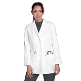 KOI Scrubs Essentials Hema レディース 4ポケット ストレッチ ラボコート, ホワイト, Medium