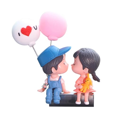 Sirseon Decoração de casal para carros, decorações de tablier de carro para casal bonito - figura de arte romântica, decoração deslizante, figura de pulso com balão para carro, estátua de