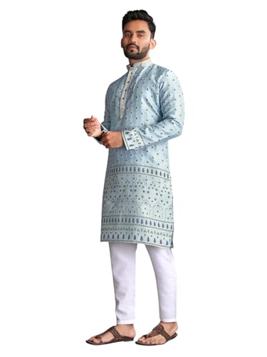 Men's Silk Traditional Party Wear Kurta Pajama Set Ethnic Outfit for Weddings, Festivals B-MAN