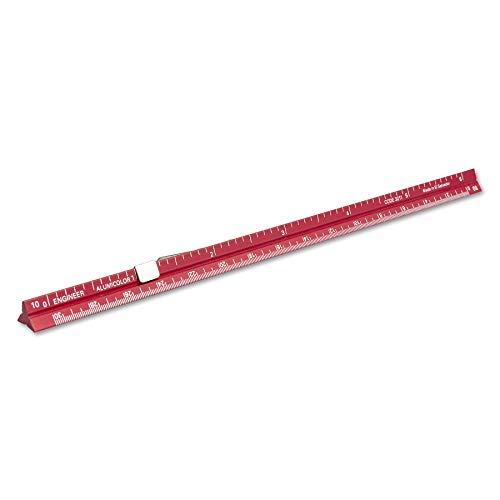 Image of Alumicolor Aluminum Engineer Pocket Scale With Clip, 6IN, Red