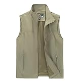 LBL Herren Anglerweste Outdoor Safari Weste Lässige Schnell Trocknende Gilets Frühjahr Sommer Leichte Atmungsaktiv Ärmellose Jacke Fotografie Reise Weste Oberteile mit Mehreren Taschen Khaki L