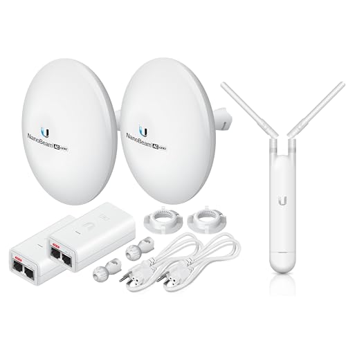 Image of Wireless Bridge NBE-5AC-GEN2 PRE-CONFIGURED Bundle of 2 Ubiquiti NanoBeam Wireless Bridge 5AC GEN2 WITH 1 Mesh Access Point Wide Area Outdoor /Indoor Wi-Fi, Plug and Play, 450+ Mbps Speed, 15+ km Range