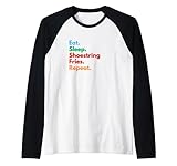 Coma dormir Shoestring Fries Repeat para los amantes de las papas fritas Camiseta Manga Raglan