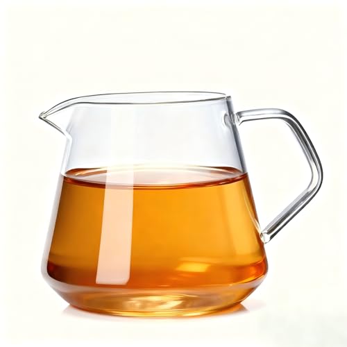 Taza de té de café de vidrio para compartir con asa Jarra para compartir leche transparente de alto borosilicato Anti escaldado Adecuado para la cocina del hogar, la sala de estar, la despensa(400ml)