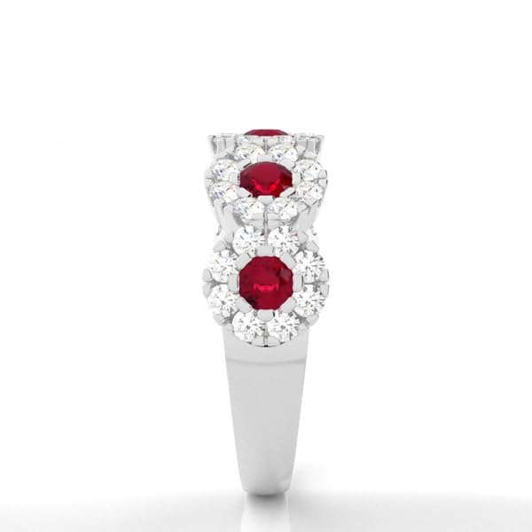 Half Eternity Gemstome Ring Custom Silver 10K/14K/18K Gold Ruby/Sapphire/Emerald/Amethyst Wedding Band Rings with Moissanite/Lab Grown Diamond Ring For Women2