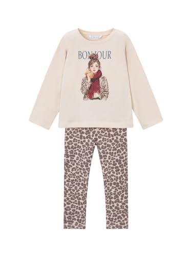 Conjunto leggings niña Mayoral de punto estampado castaña para otoño