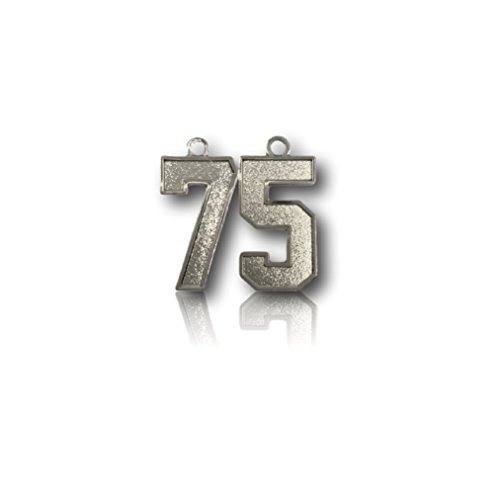 Number 75 Silver Plated Jersey Style Sports Necklace Charm Pendant (0.8