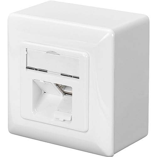 DIGITUS Anschlussdose Cat-6 - 2 Port RJ45 - Aufputz Netzwerk-Dose - Zuführung Horizontal - Designfähig - Reinweiß