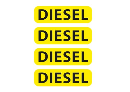 Aufkleber Set Diesel Schild Warnhinweis Tanken 4x Autoaufkleber gelb Waschanlagenfest Witterungs- und UV-beständig