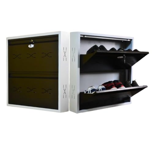Image of I Metal Shoe Rack I Slim and Wall Mounted I 2 Shelves (Brown Colour) I Coad LC 2L-02 BR I Height 30 Inches, Width 29 Inches, Depth 5.5 Inches I 3 Years Warranty.