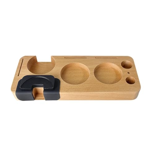 NbgrvB Porta manomissione multifunzione in legno per caffè, portafiltro da 60 mm, per cestini filtranti da 51-58 mm, organizer in legno di faggio