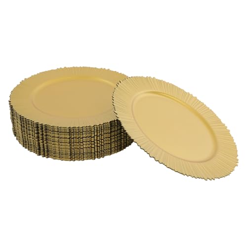 Platos de carga redondos de plástico dorados x100, 13 pulg miniatura 1