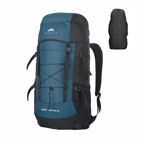 MOUNTILE 50L Travel Backpack for Hiking Trekking Camping, Rucksack with Rain Cover and Laptop Compartment - MTL03