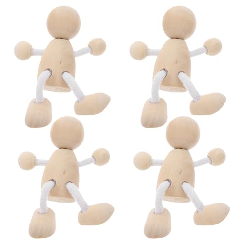 Holzfiguren, 4 Stück Biegepuppen aus Naturholz Holzfiguren zum Bemalen für Kinder DIY-Set für Tischdekoration & Bastelprojekte Holzfiguren, 4 Stück Biegepuppen aus Naturholz Holzfiguren zum Bemalen für Kinder DIY-Set für Tischdekoration & Bastelprojekte