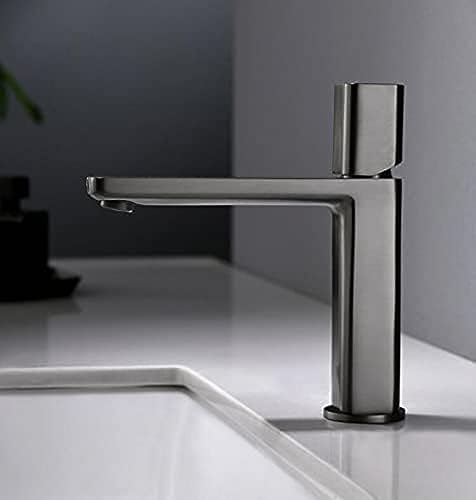 洗面器の蛇口浴室のシンクミキサータップブラシゴールドクロームブラックレッドファッション洗面器水シンクミキサー銅-黒(Gun Gray)