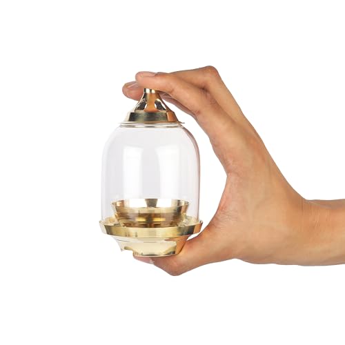 Klassic Prabha Akhand Diya | Curved Diya with Borosilicate Glass Shade | Diya...