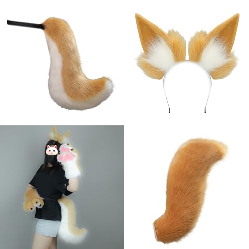 Oreilles et queue de chat en fourrure avec fermoir pour Halloween et costumade - 2