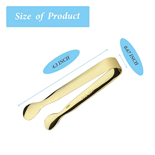 12PCS Ice Tongs Mini Sugar Tong 4.25Inch Stainless Steel Small Serving Tongs, Small Kitchen Tongs for Appetizers,Tea Party, Coffee Bar, Desserts (Gold 12pcs)