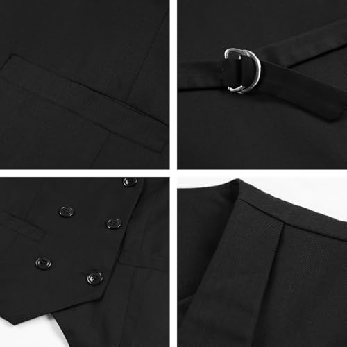 Foucome Double Breasted Waistcoat for Women - Dressy Lapel Collar Vest Top3