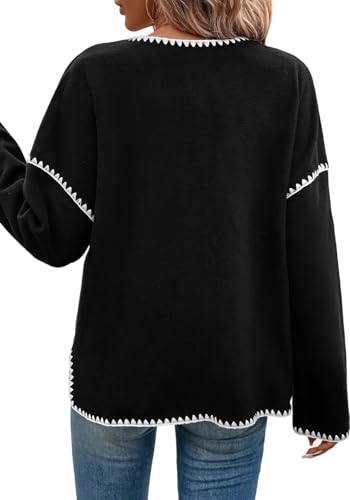 Sezhgswd Womens Fall Cropped Cardigan Jacket Soft Long Sleeve Open Front Button Down Tweed Coat with Pockets2