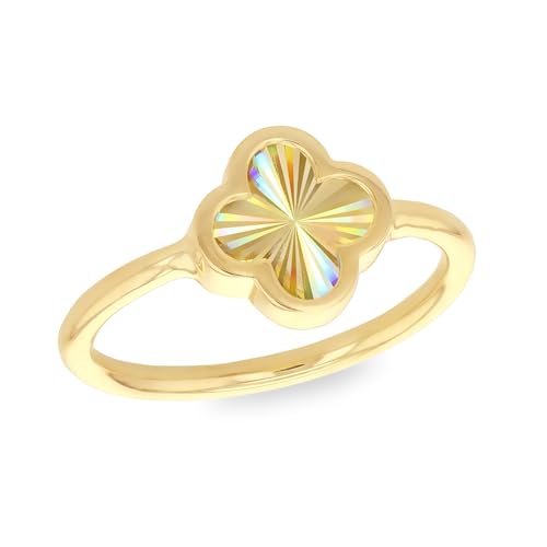 Bague or jaune femme 9 carats Carissima bijou de doigt pétales arc-en-ciel tendance