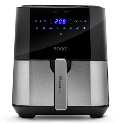 Sogo Freidora de Aire con Capacidad de 5L y 1450W de Potencia – Air Fryer con 8 Funciones Ideal...