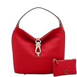 Dooney & Bourke Handbag & Wallet Set, Pebble Grain Leather Logo Lock Shoulder Bag and Coin Purse for Women - Red