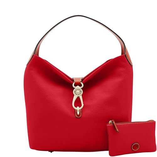 Dooney & Bourke Handbag & Wallet Set, Pebble Grain Leather Logo Lock Shoulder Bag and Coin Purse for Women - Red