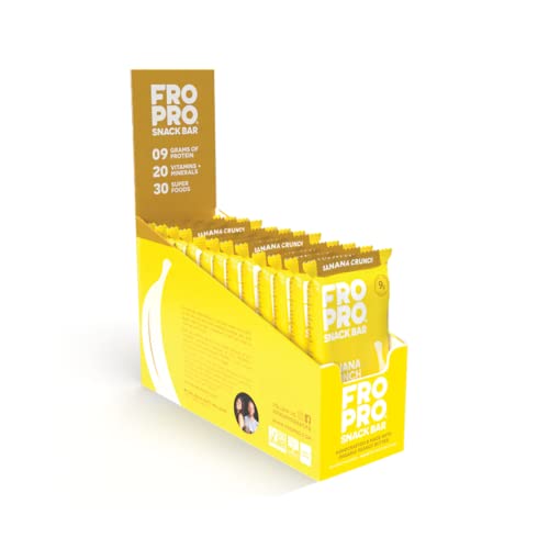 FROPRO Plant Protein Snack Bars - Organic Plant Based Protein Bars, All-Natural, Gluten, Dairy, & Soy Free, High Protein Bars with Low Calories | Banana Crunch, 12 Pack