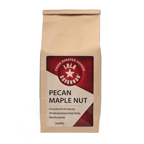 Lola Savannah Pecan Maple Nut Flavored Whole Bean Caffeinated Coffee, 2lb