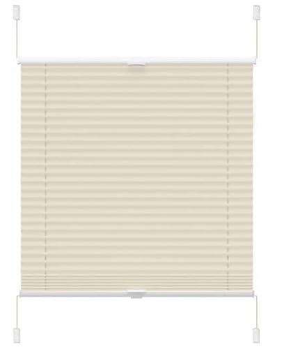 Plissee ohne Bohren Klemmfix,35x140cm（BxH,Beige,verdunkelung, Sichtschutz und Sonnenschutz, Dekohome, Lichtdurchlässig Rollo für Fenster & Tür, mit verstellbaren Klemmträgern