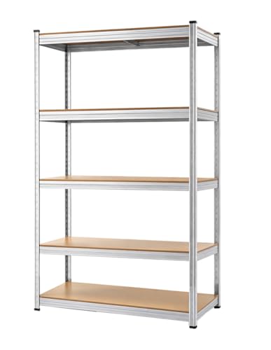 Jardin202 - Estantería Metálica con Baldas Ajustables | 5 Baldas | Carga 875 Kg | Unidad (Plata - Estantería)