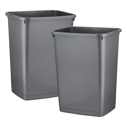 Superio Large Kitchen Trash Can 13 Gallon, 52 Qt Waste Bin for Kitchen, Garage, Indoor and Outdoor Trash Can (2, Grey)