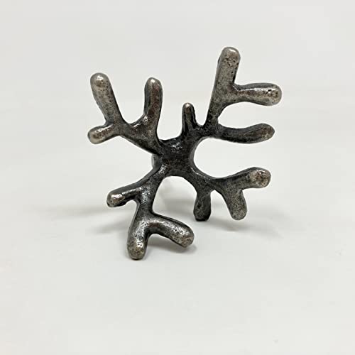 Antique Pewter Knob. Coral Metal Knob Drawer Pull