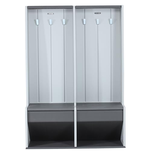 LIFETIME Storage Locker, Freestanding Cabinet with Benches & Shoe Cubbies,