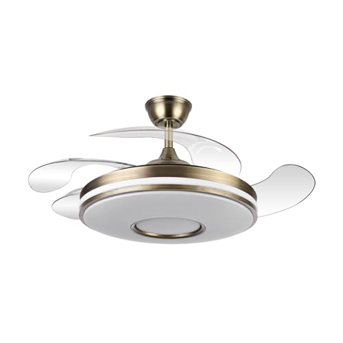 levitantes Ventilador de techo cuero 4 aspas desplegables, 34,5/42 x 50/107 cm, temperatura regulable, 59w 6980lm