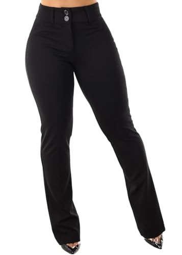Moda Xpress Womens Juniors Black High Waist Stretchy Bootcut