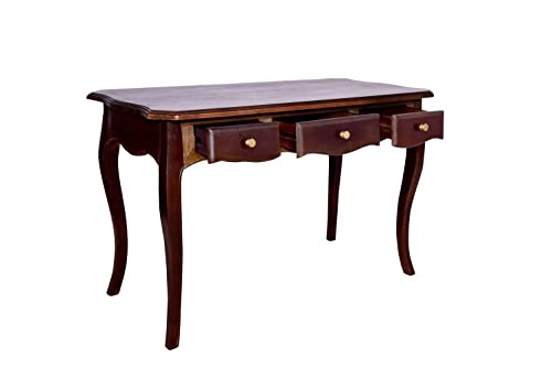 Image of WOODY Furniture Solid Wood Multipurpose Three Drawer Table Study Table | Wooden Console Table for Bedroom | Sheesham Wood Entryway Table with Storage (Natural Rough Finish)